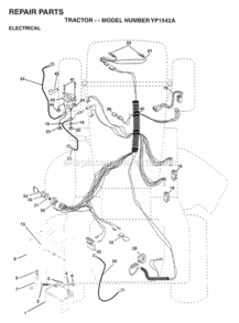 Page D Diagram and Parts List for YP1542A 1997 Husqvarna Lawn Tractor