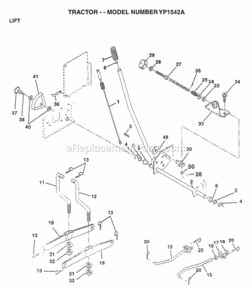 Page F Diagram and Parts List for YP1542A 1997 Husqvarna Lawn Tractor
