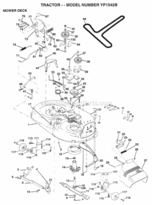 Page H Diagram and Parts List for YP1542B 1998 Husqvarna Lawn Tractor