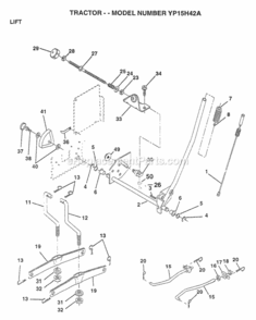 Page F Diagram and Parts List for YP15H42A 1997 Husqvarna Lawn Tractor
