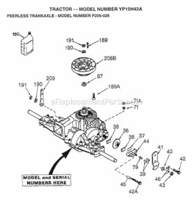 Page H Diagram and Parts List for YP15H42A 1997 Husqvarna Lawn Tractor