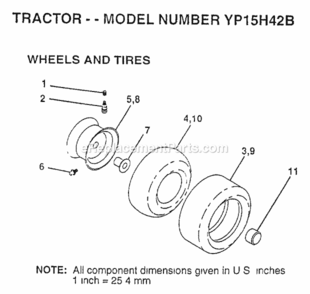 Page K Diagram and Parts List for YP15H42B 1997 Husqvarna Lawn Tractor