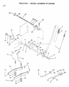 Page F Diagram and Parts List for YP15H42B 1997 Husqvarna Lawn Tractor