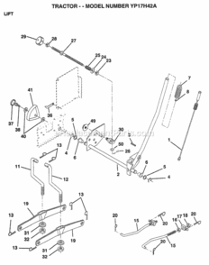 Page F Diagram and Parts List for YP17H42A 1999 Husqvarna Lawn Tractor