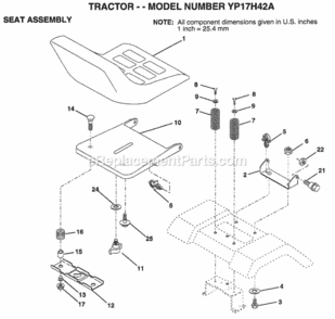 Page H Diagram and Parts List for YP17H42A 1999 Husqvarna Lawn Tractor