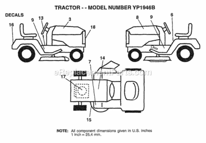 Page B Diagram and Parts List for YP1946B 1998 Husqvarna Lawn Tractor