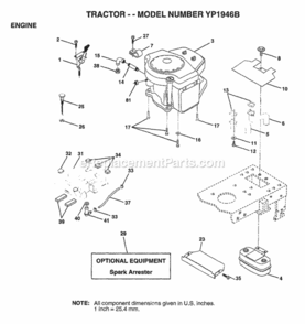 Page E Diagram and Parts List for YP1946B 1998 Husqvarna Lawn Tractor
