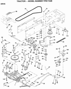 Page C Diagram and Parts List for YPB1742A 1999 Husqvarna Lawn Tractor