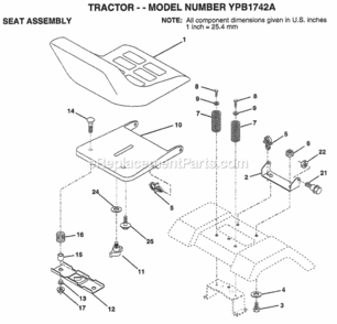 Page H Diagram and Parts List for YPB1742A 1999 Husqvarna Lawn Tractor