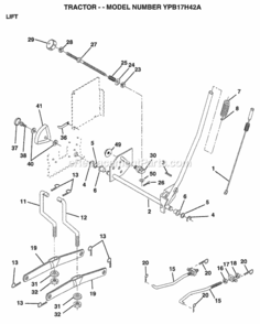 Page F Diagram and Parts List for YPB17H42A 1999 Husqvarna Lawn Tractor