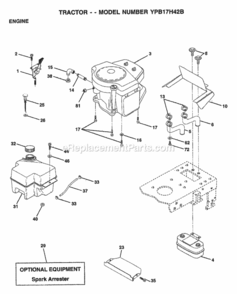 Page J Diagram and Parts List for YPB17H42B 1999 Husqvarna Lawn Tractor