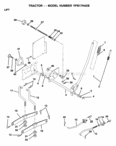 Page K Diagram and Parts List for YPB17H42B 1999 Husqvarna Lawn Tractor