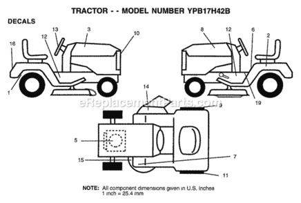Page D Diagram and Parts List for YPB17H42B 1999 Husqvarna Lawn Tractor