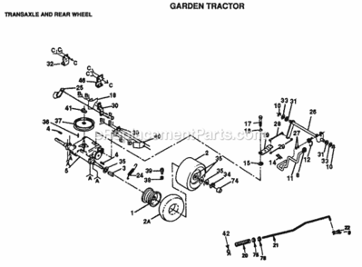 Page L Diagram and Parts List for YPGTK180CR 1999 And Before Husqvarna Lawn Tractor