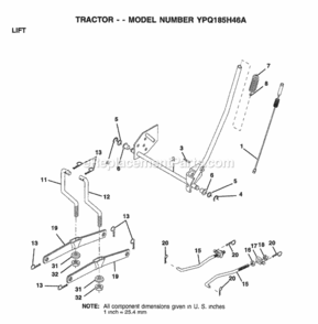 Page F Diagram and Parts List for YPQ185H46A 1999 Husqvarna Lawn Tractor