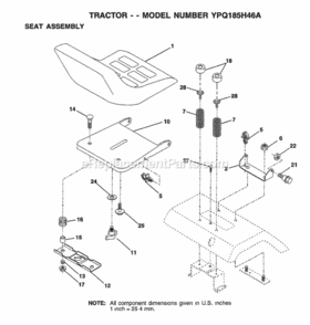 Page H Diagram and Parts List for YPQ185H46A 1999 Husqvarna Lawn Tractor