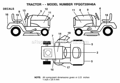 Page A Diagram and Parts List for YPQGT20H46A 1999 Husqvarna Lawn Tractor
