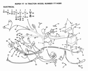 Page C Diagram and Parts List for YT140BR 1999 And Before Husqvarna Lawn Tractor