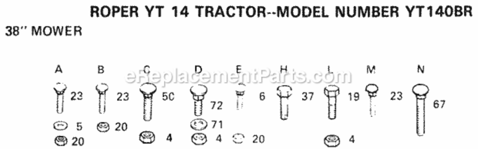 Page E Diagram and Parts List for YT140BR 1999 And Before Husqvarna Lawn Tractor