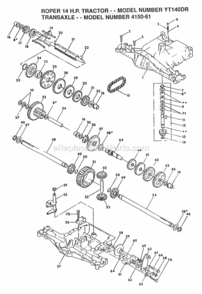 Page J Diagram and Parts List for YT140DR 1999 And Before Husqvarna Lawn Tractor