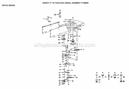 Page A Diagram and Parts List for YT160BR 1999 And Before Husqvarna Lawn Tractor