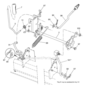 Mower_Lift Diagram and Parts List for YT46LS 96043015000 Husqvarna Lawn Tractor