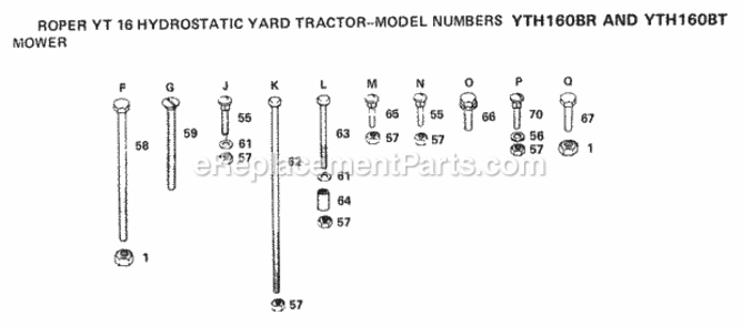 Page H Diagram and Parts List for YTH160BR 1999 And Before Husqvarna Lawn Tractor