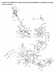 Page M Diagram and Parts List for YTH160BT 1999 And Before Husqvarna Lawn Tractor