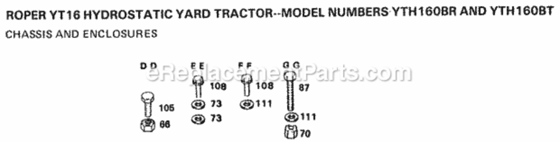 Page E Diagram and Parts List for YTH160BT 1999 And Before Husqvarna Lawn Tractor