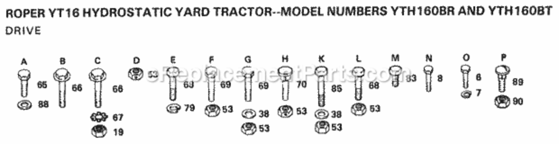 Page F Diagram and Parts List for YTH160BT 1999 And Before Husqvarna Lawn Tractor