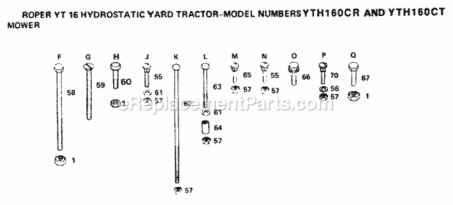Page H Diagram and Parts List for YTH160CR 1999 And Before Husqvarna Lawn Tractor