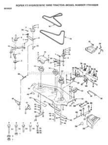 Page K Diagram and Parts List for YTH160DR 1999 And Before Husqvarna Lawn Tractor