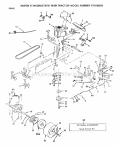 Part Location Diagram of 110562X Husqvarna Engine 16 H.P. Model No.402707 Type No.1211 - 01