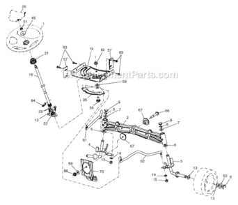 Steering_Assembly Diagram and Parts List for YTH22V46  Husqvarna Lawn Tractor