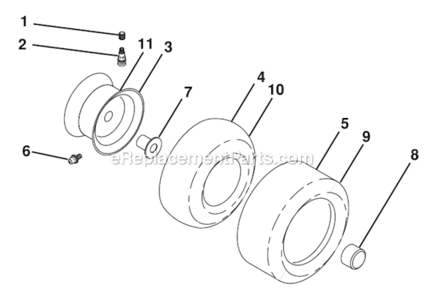 Wheels_And_Tires Diagram and Parts List for YTH26V54 96043011103 Husqvarna Lawn Tractor