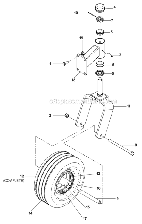 Caster_Arm Diagram and Parts List for IZ5225TXPKOA 968999307 Husqvarna Lawn Mower