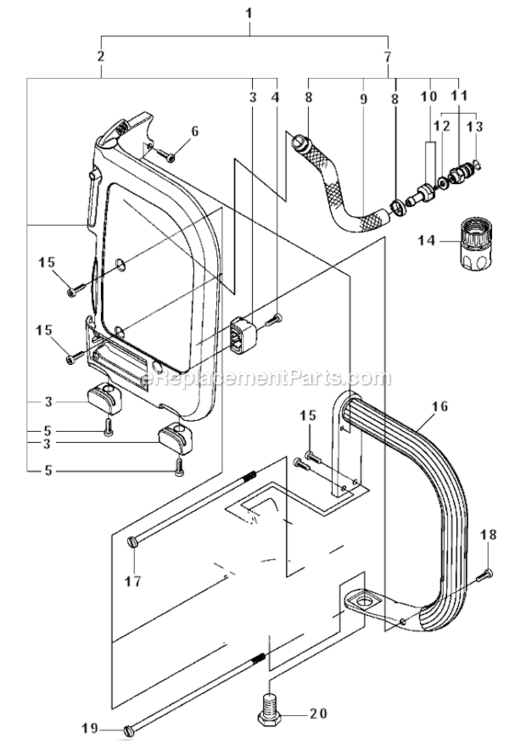 Fender Diagram and Parts List for K3000 2009-05 Husqvarna Concrete Saw
