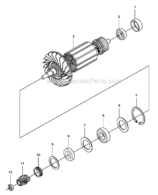 Motor Diagram and Parts List for K3000 2009-05 Husqvarna Concrete Saw