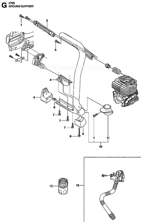Support_Legs Diagram and Parts List for K760 2013-02 Husqvarna Concrete Saw