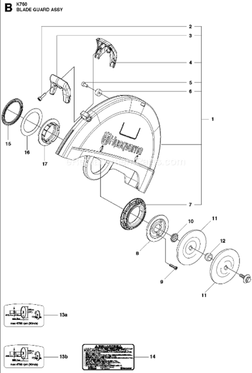 Belt_Guard Diagram and Parts List for K760 2013-02 Husqvarna Concrete Saw