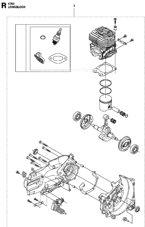 Page F Diagram and Parts List for K760 2013-02 Husqvarna Concrete Saw