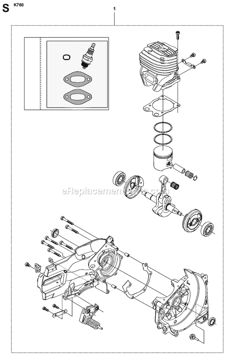 Page R Diagram and Parts List for K760  Husqvarna Concrete Saw