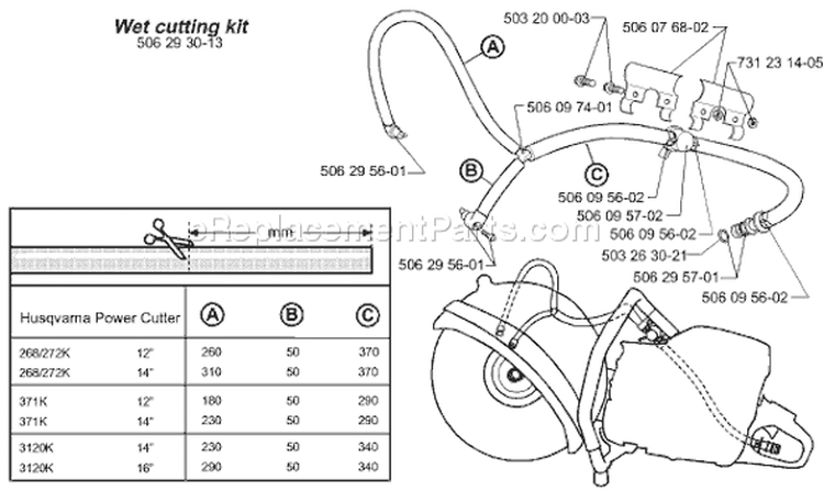 Page G Diagram and Parts List for KV03TROLLEYCART KV 03 Trolley Cart 2000-03 Husqvarna Concrete Saw