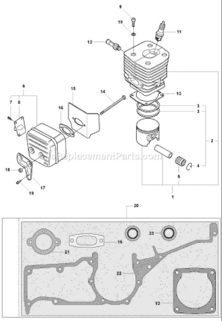 Page H Diagram and Parts List for K1250 K 1250 2007-01 Husqvarna Concrete Saw