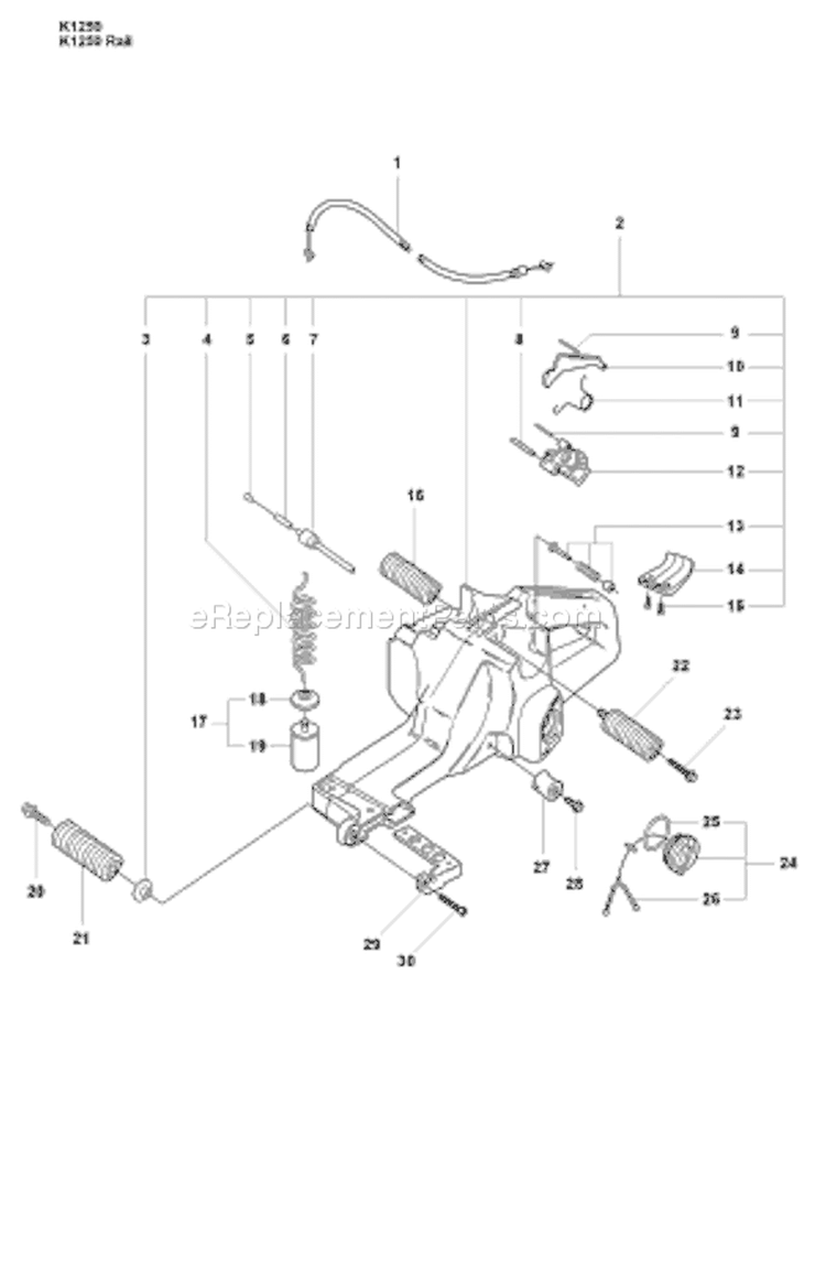 Page O Diagram and Parts List for K1250ACTIVE K 1250 Active 2008-01 Husqvarna Concrete Saw