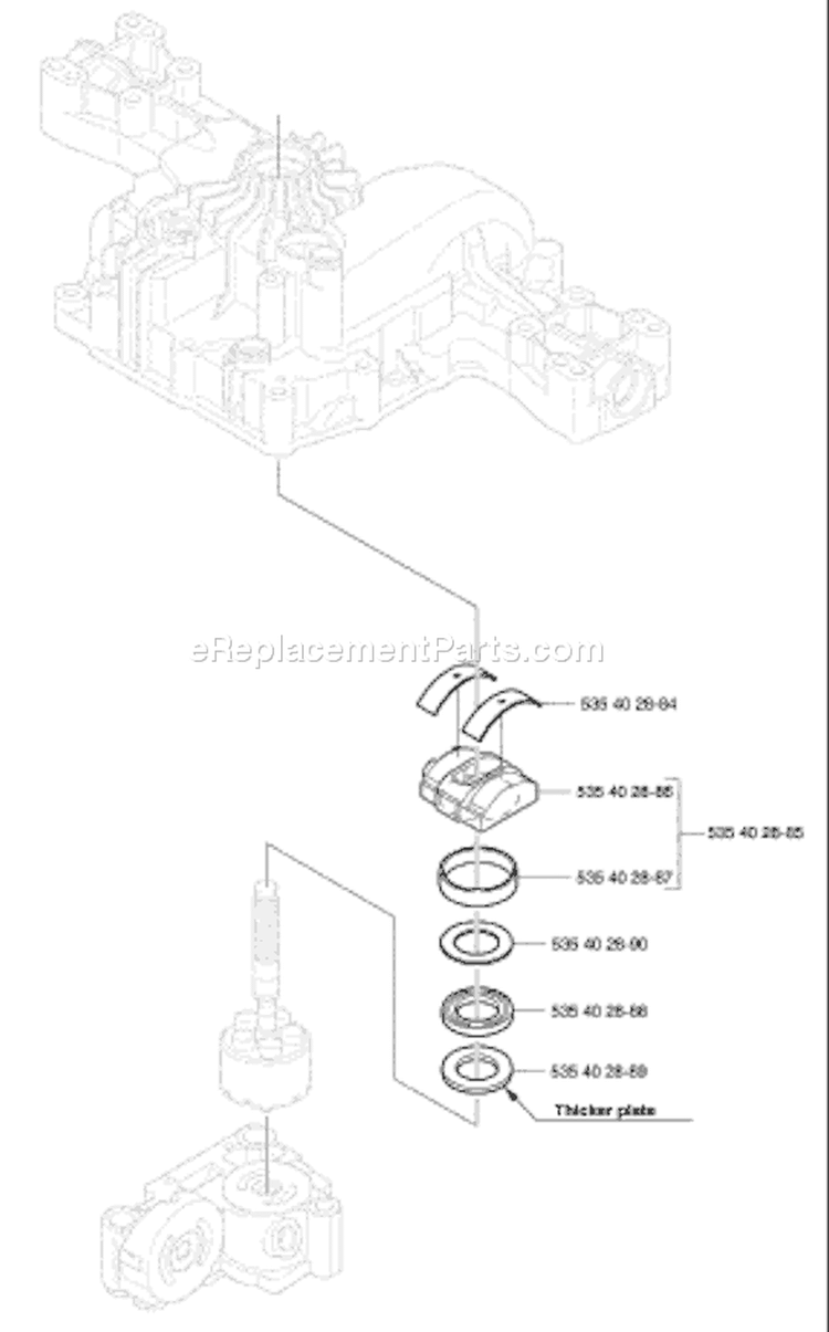 Page J Diagram and Parts List for K46TRANSMISSION K 46 Transmission 2002-06 Husqvarna Engine