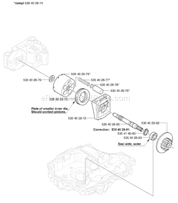 Page G Diagram and Parts List for K46TRANSMISSION K 46 Transmission 2002-06 Husqvarna Engine