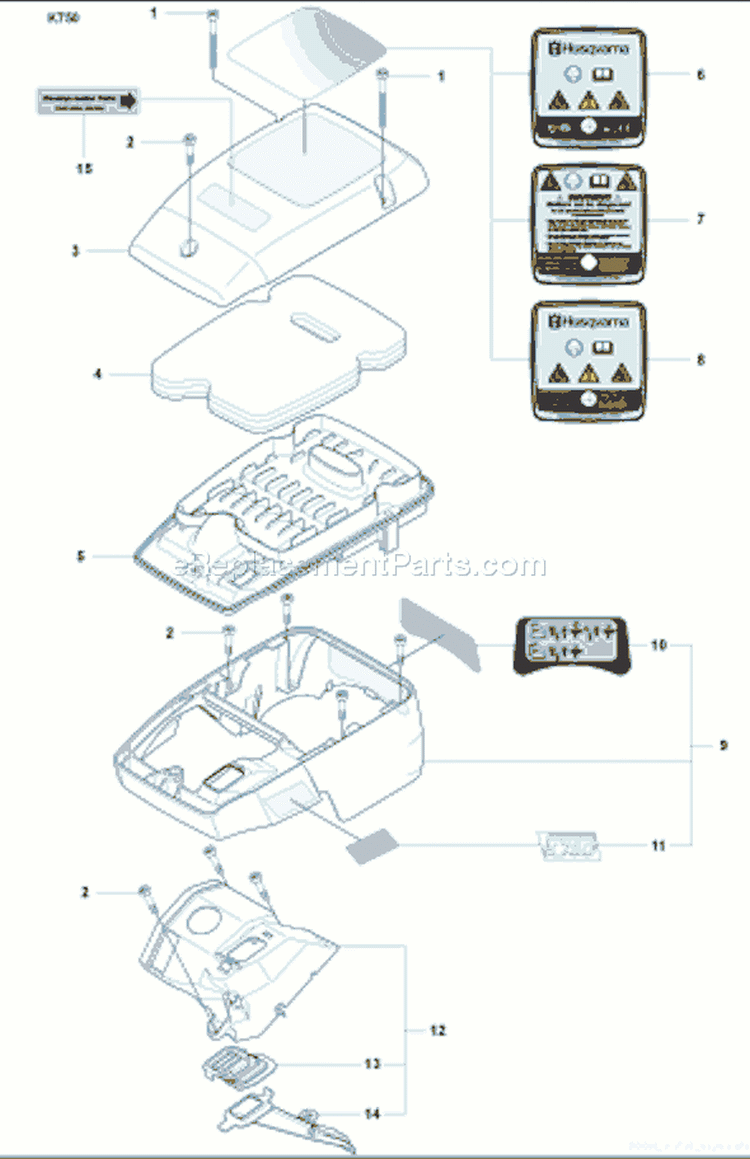 Page J Diagram and Parts List for K750 K 750 2007-01 Husqvarna Concrete Saw