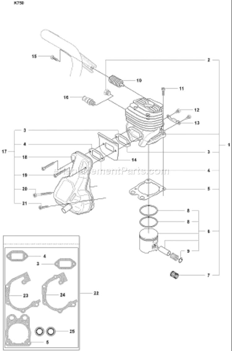 Page H Diagram and Parts List for K750 K 750 2007-01 Husqvarna Concrete Saw