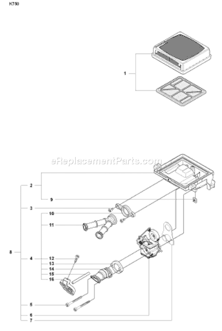 Page I Diagram and Parts List for K750 K 750 2007-01 Husqvarna Concrete Saw
